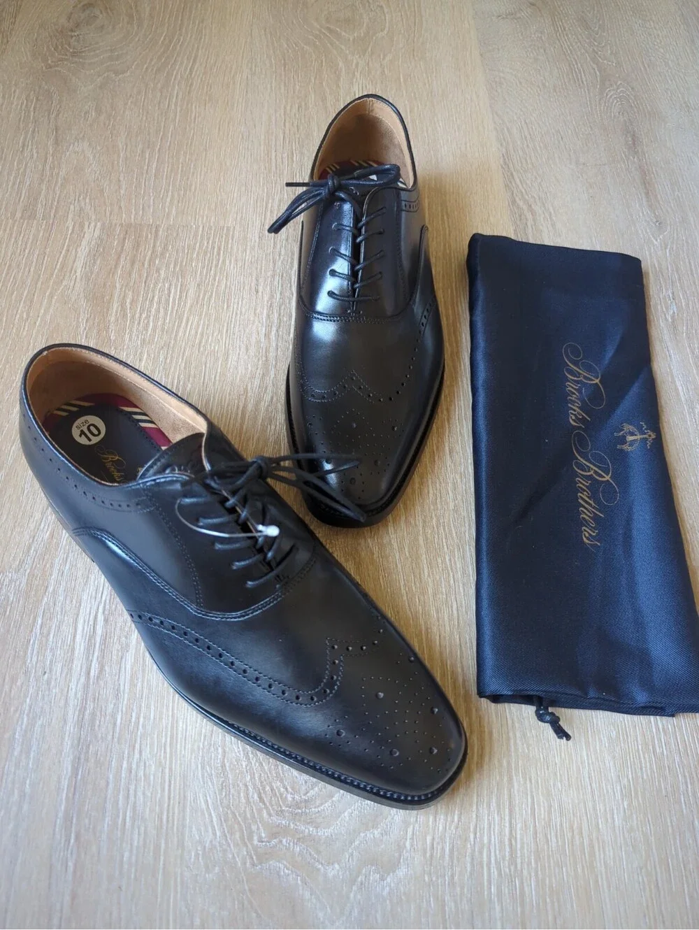 Brooks Brothers Men Dress Shoes Cassel Cap Toe Oxford Black Ortholite 10